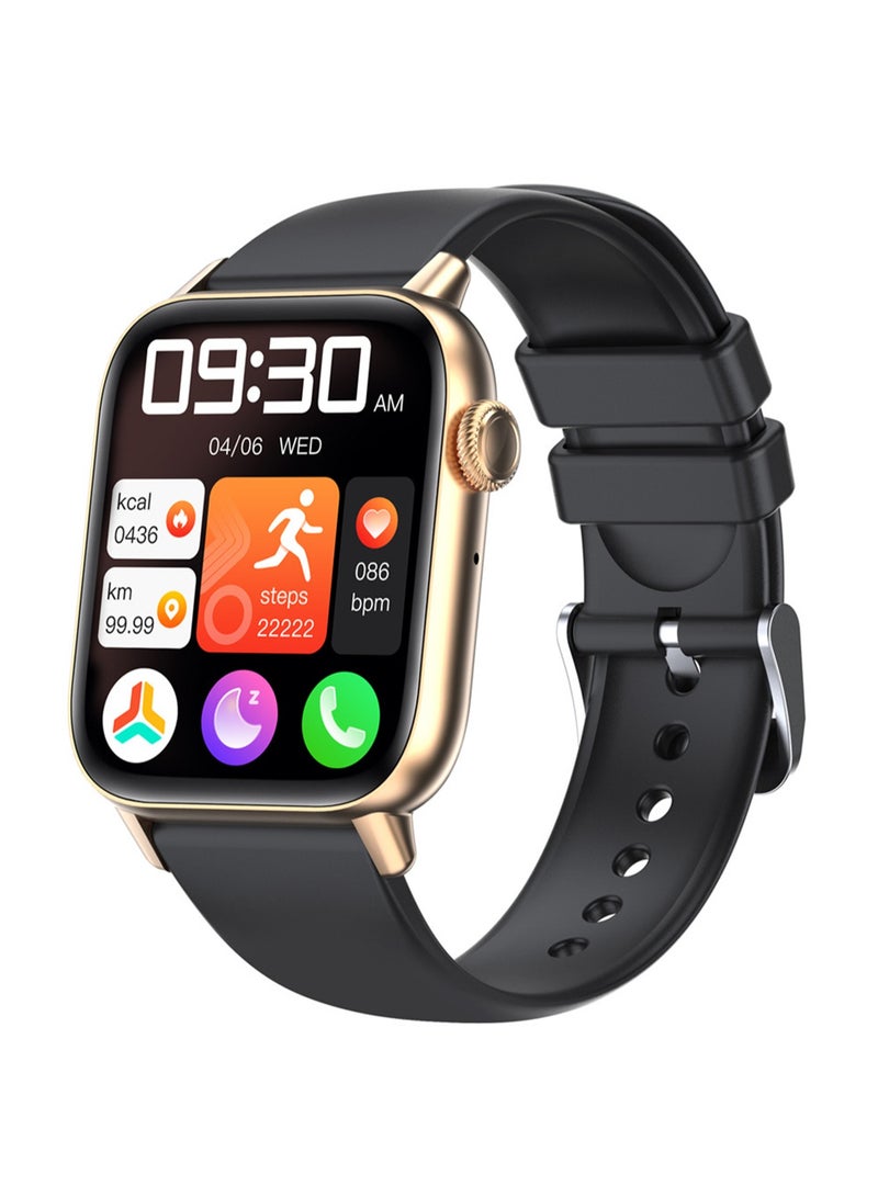 QS08Pro Body Temperature Heart Rate Sports Call Smart Watch (Gold and Black) - Image 1